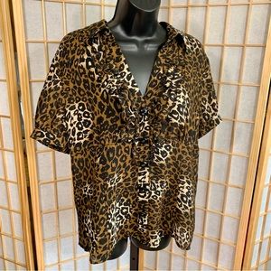 Scott Taylor Animal Print Ruffle Blouse